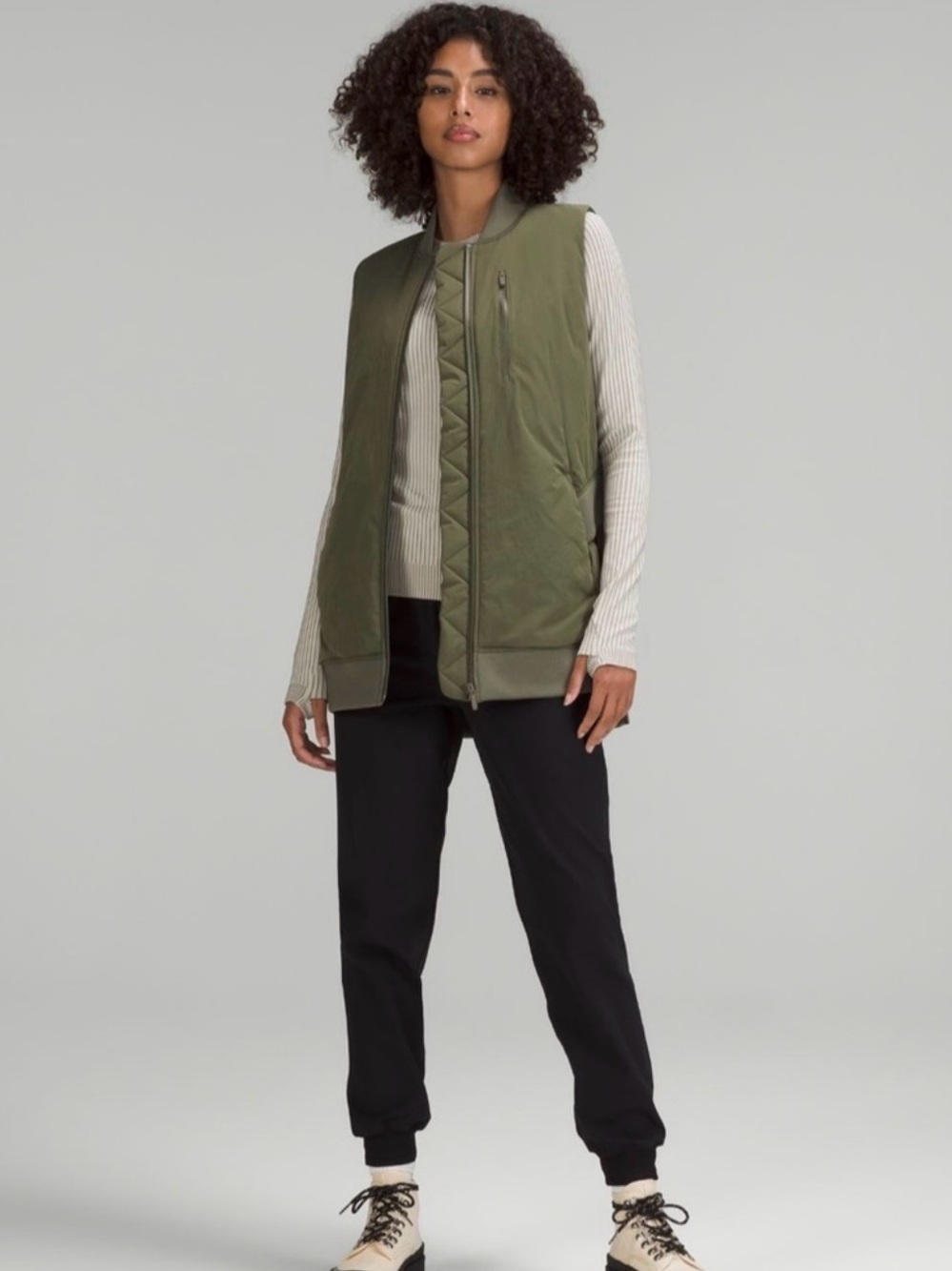 lululemon athletica Insultaed Bomber Vest Zip-Front Women's Vest Green - Picture 3 of 12